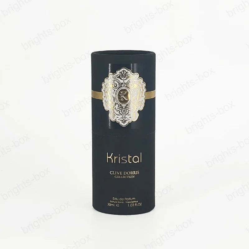 Cylinder Box Chinese Manufacturer Perfume Paper Packaging Gold Hot Stamping Glossy Varnishing Sticker
