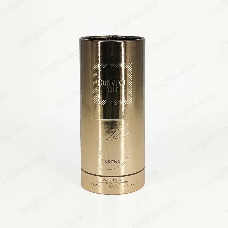 Cylinder Box Chinese Manufacturer Perfume Paper Packaging Gold Hot Stamping Glossy Varnishing UV Embossing 2