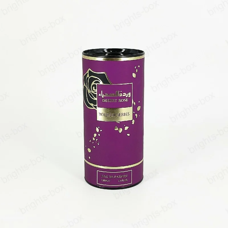 Cylinder Box Chinese Manufacturer Perfume Paper Packaging Gold Hot Stamping Soft Touch UV Embossed