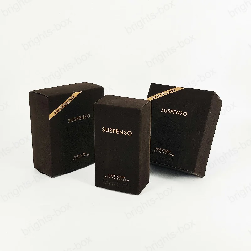 Paper Tuck End Box Chinese Manufacturer Perfume Packaging Gold Hot Stamping Embossing Flocking