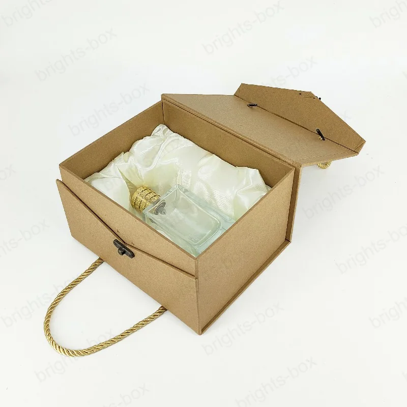 Rigid Box Chinese Manufacturer Perfume Kraft Paper Packaging Hot Stamping Embossing Rope Mental Lock